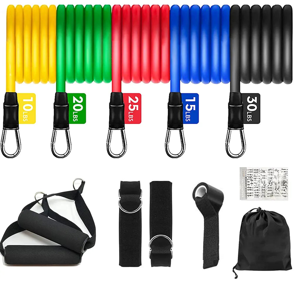 11 Piece Fitness Resistance Bands Exercise Set