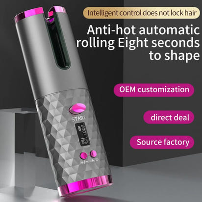 Cordless Automatic Rechargeable LCD Display Hair Curler